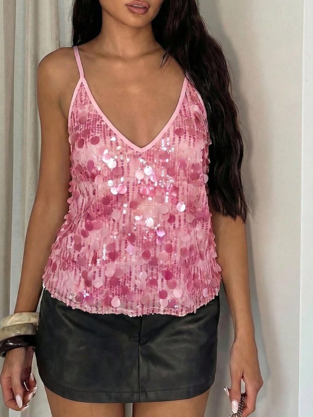 Pink Party Women's Ombre Beaded Camisole Top - Picture 7 of 7